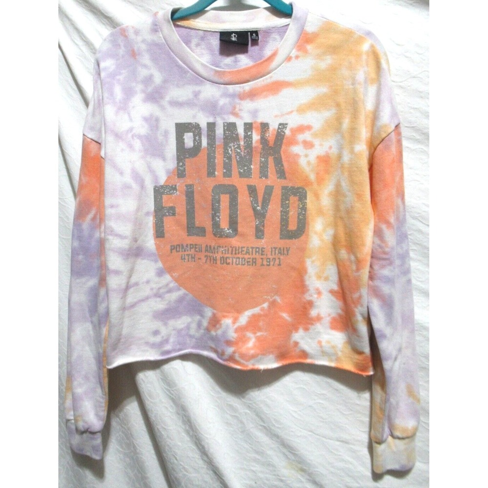 Perryscope Productions Small Purple Orange Tie Dye Cropped Pink Floyd Sweatshirt
